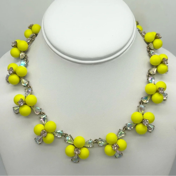 J. Crew Small Pop Neon Yellow Jeweled Necklace - Picture 1 of 4
